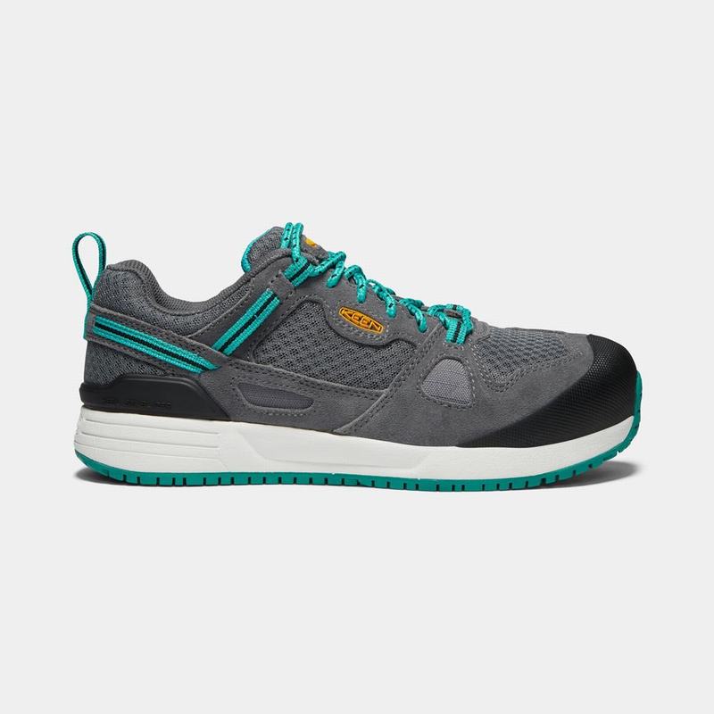 Zapatos De Trabajo Keen Mujer Colombia - Keen Springfield Aluminum Toe Gris/Azules (IMCHK3418)